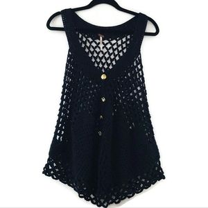 Free People Boho Crochet Sweater Layering Vest Size Small